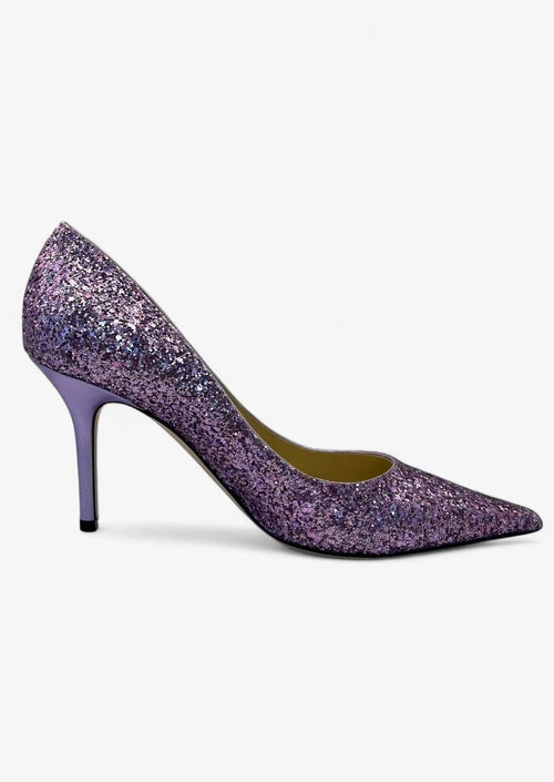 Jimmy Choo Romy 100 Pink/Violett Glitter Pumps – Größe 36,5 Jimmy Choo