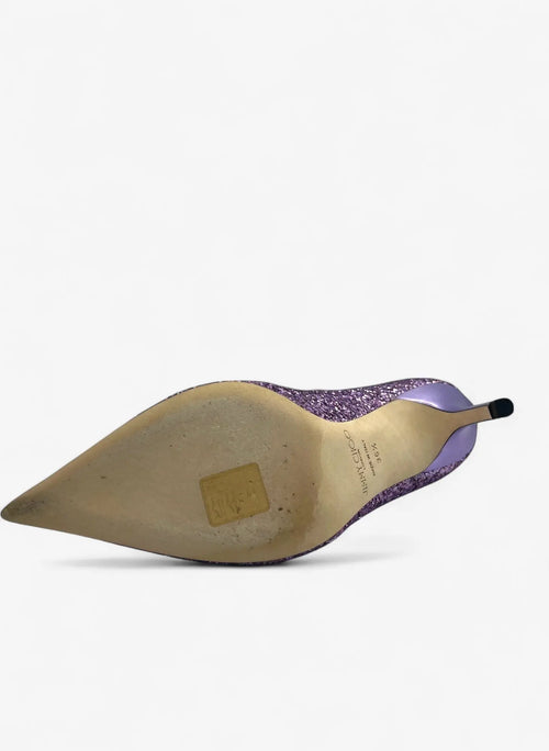 Jimmy Choo Romy 100 Pink/Violett Glitter Pumps – Größe 36,5 Jimmy Choo
