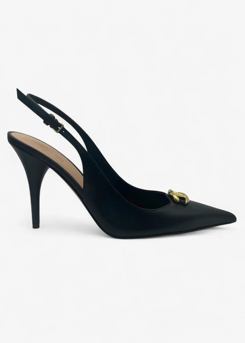 Valentino Garavani Slingback-Pumps VLogo The Bold Edition 60 Schwarz – Größe 40,5 Valentino Garavani