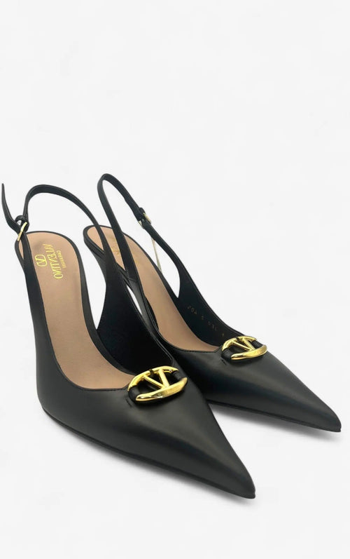 Valentino Garavani Slingback-Pumps VLogo The Bold Edition 60 Schwarz – Größe 40,5 Valentino Garavani
