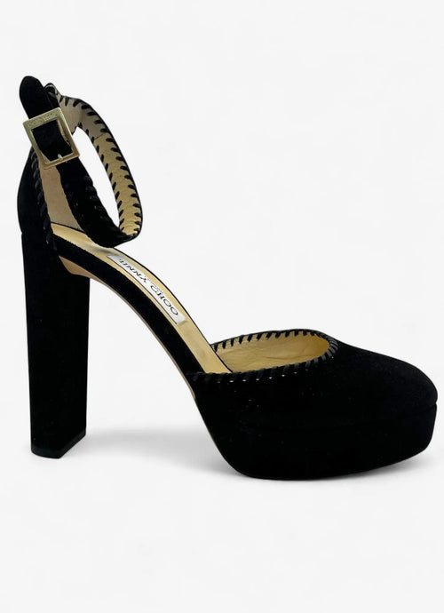 Jimmy Choo Daphne 120 Plateaupumps aus schwarzem Wildleder – Größe 40 Jimmy Choo
