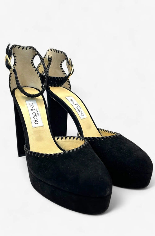 Jimmy Choo Daphne 120 Plateaupumps aus schwarzem Wildleder – Größe 40 Jimmy Choo