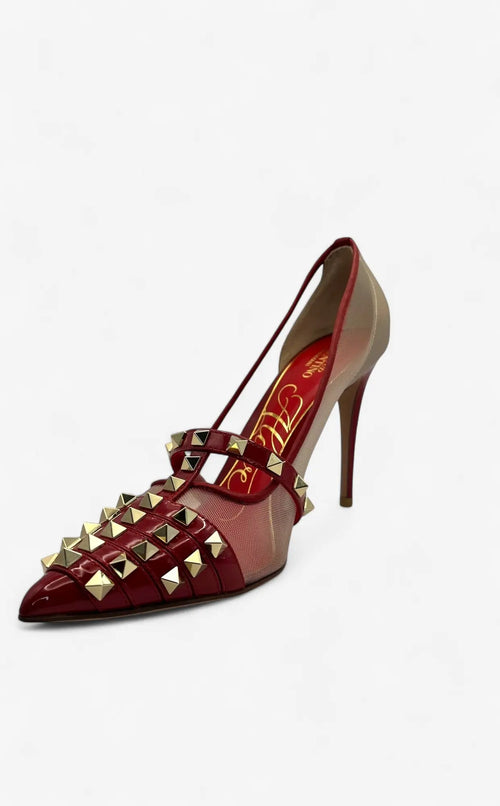 VALENTINO GARAVANI Rockstud Alcove Pumps in Purpurrot – Größe 38 Valentino Garavani