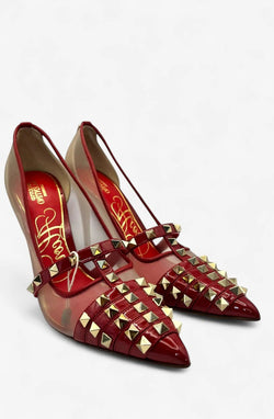 VALENTINO GARAVANI Rockstud Alcove Pumps in Purpurrot – Größe 38 Valentino Garavani