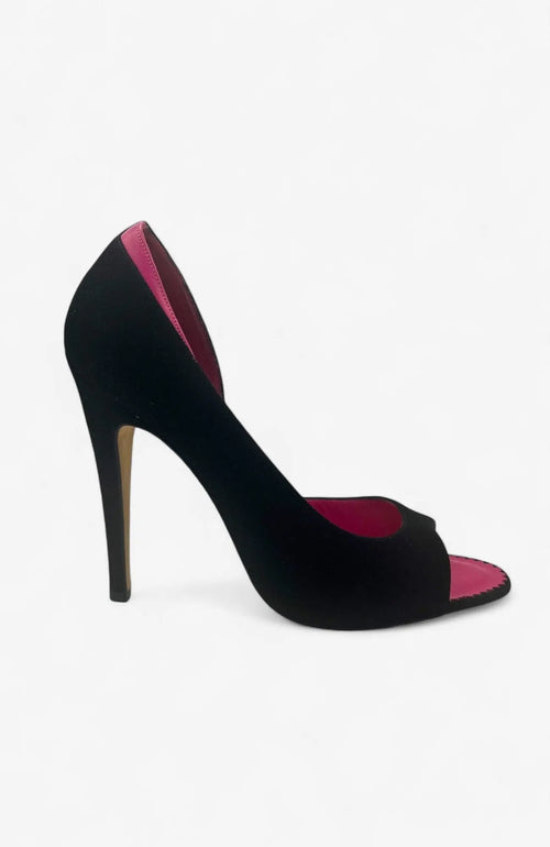 Manolo Blahnik Black Suede Peeptoe-Pumps – Gr. 38 Manolo Blahnik