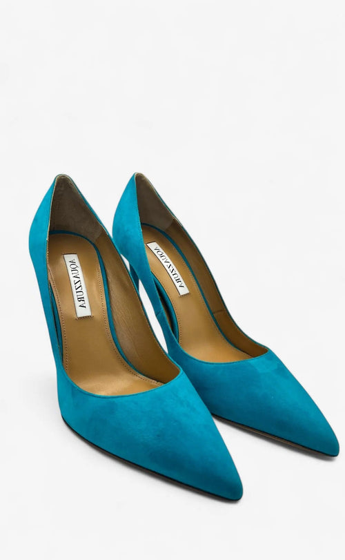 AQUAZZURA Purist Pumps 105 Lagoon Blue – Größe 39 Aquazzura