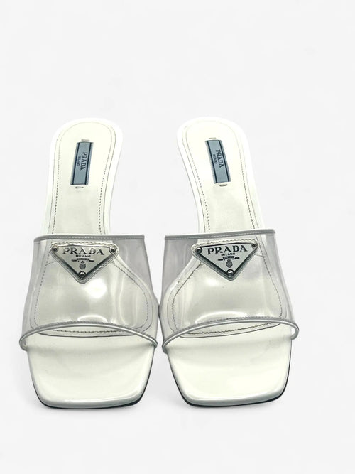 Prada Plex Vernice Mules Weiß Größe 39