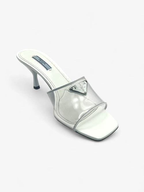 Prada Plex Vernice Mules Weiß Größe 39