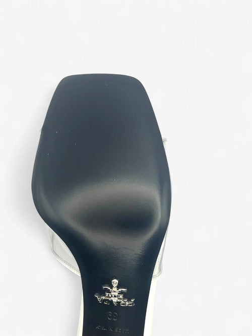Prada Plex Vernice Mules Weiß Größe 39