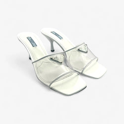 Prada Plex Vernice Mules Weiß Größe 39