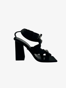 Versace Sandale mit Medusa-Emblem in schwarzen Satin - Größe 36,5 Versace