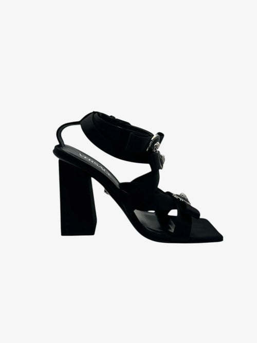 Versace Sandale mit Medusa-Emblem in schwarzen Satin - Größe 36,5 Versace